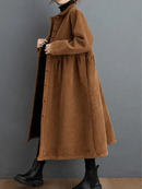 Dames Loszittende Ribfluwelen Trenchcoat
