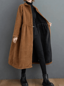 Dames Loszittende Ribfluwelen Trenchcoat