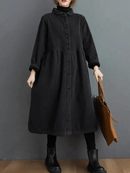 Dames Loszittende Ribfluwelen Trenchcoat