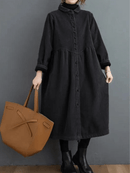 Dames Loszittende Ribfluwelen Trenchcoat