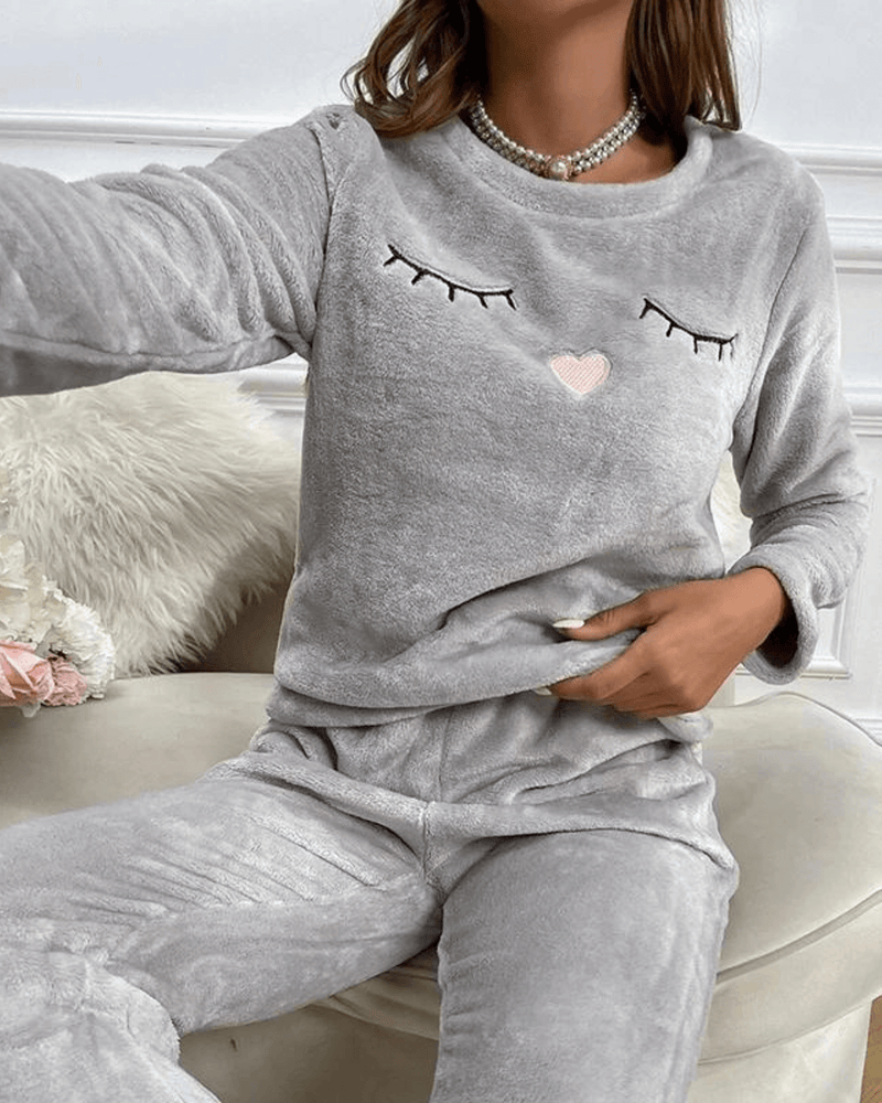 Dames Dikgevoerde Warme Pyjama Set