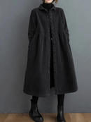 Dames Loszittende Ribfluwelen Trenchcoat