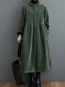 Dames Loszittende Ribfluwelen Trenchcoat