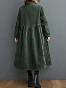 Dames Loszittende Ribfluwelen Trenchcoat