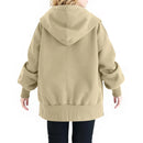 Casual Plus Size Damesjack met Capuchon en Rits voor Herfst en Winter – Comfortabele, Lichte Stof met Handige Zakken 1