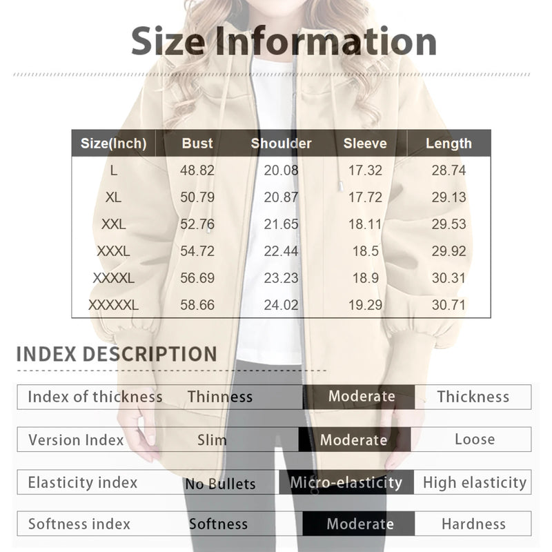 Casual Plus Size Damesjack met Capuchon en Rits voor Herfst en Winter – Comfortabele, Lichte Stof met Handige Zakken 4