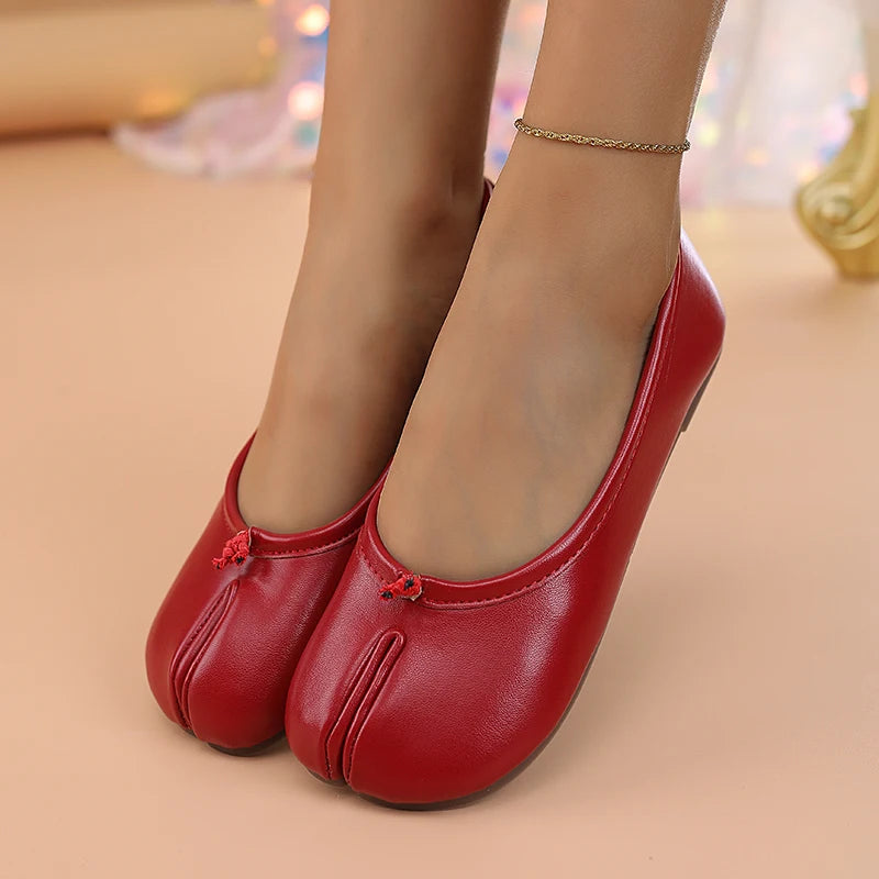 Dames Loafers Zwart Leer - Tussentoe Scheiding Slip-on