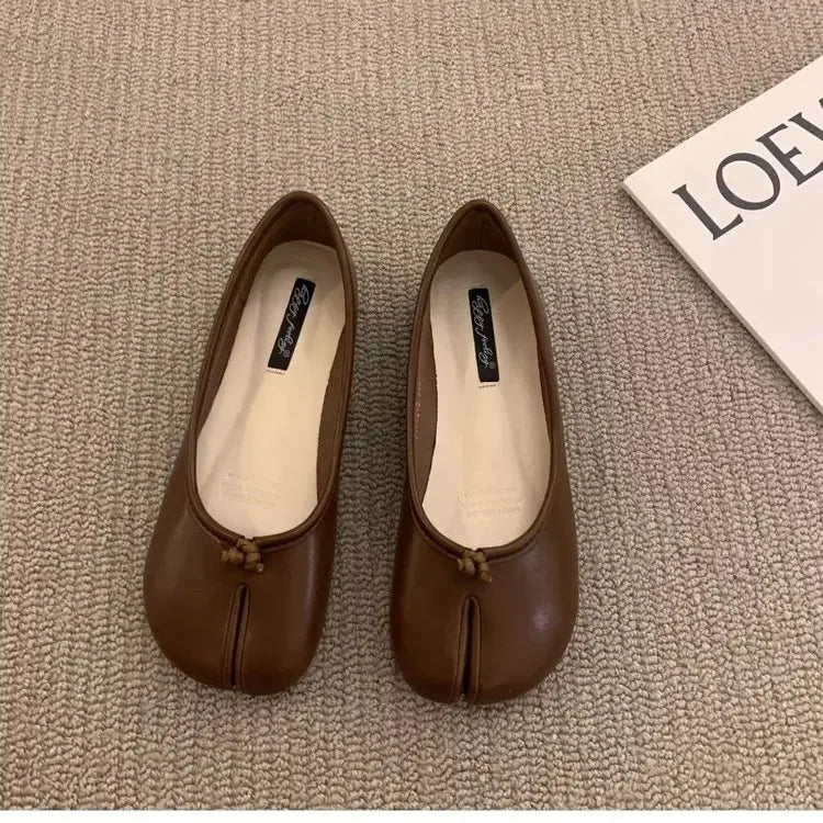 Dames Loafers Zwart Leer - Tussentoe Scheiding Slip-on