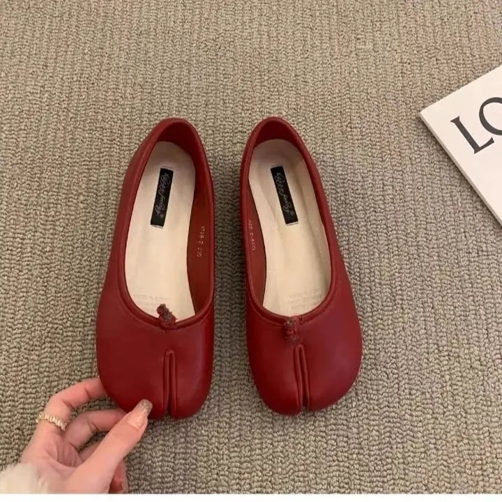 Dames Loafers Zwart Leer - Tussentoe Scheiding Slip-on