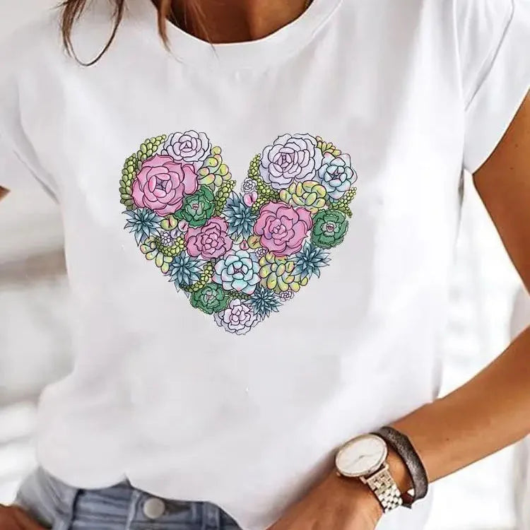 Dames T-shirt Katoen Verschillende Prints - O-hals Korte Mouw