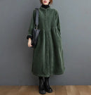 Dames Loszittende Ribfluwelen Trenchcoat