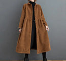 Dames Loszittende Ribfluwelen Trenchcoat