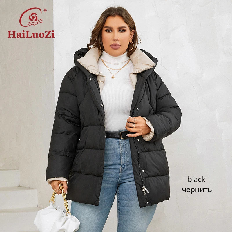 Lange Gewatteerde Winterjas Dames met Capuchon - Plus Size Beschikbaar voor Extra Warmte 6