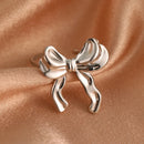 Lichtgewicht Roestvrijstalen Strikring voor Vrouwen – Elegante Vintage Sieraden met Verstelbare Pasvorm 3