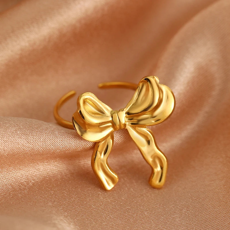 Lichtgewicht Roestvrijstalen Strikring voor Vrouwen – Elegante Vintage Sieraden met Verstelbare Pasvorm 4