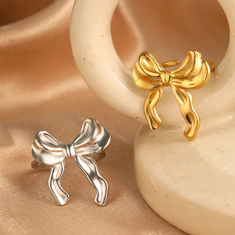 Lichtgewicht Roestvrijstalen Strikring voor Vrouwen – Elegante Vintage Sieraden met Verstelbare Pasvorm 5