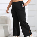 Plus Size Wijde Pantalon Hoge Taille - Rekbare Stof  met Zakken