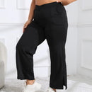 Plus Size Wijde Pantalon Hoge Taille - Rekbare Stof  met Zakken