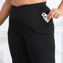 Plus Size Wijde Pantalon Hoge Taille - Rekbare Stof  met Zakken