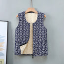 Plus Size Katoenen Mouwloos Vest met Bloemenpatroon voor Dames – Comfortabele Casual Outfit voor Herfst en Winter 2