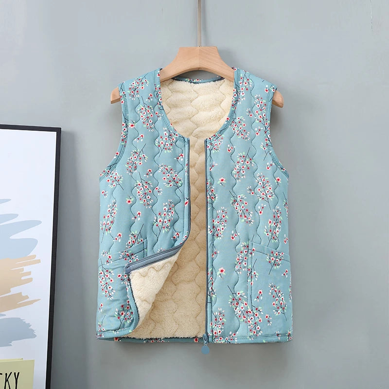 Plus Size Katoenen Mouwloos Vest met Bloemenpatroon voor Dames – Comfortabele Casual Outfit voor Herfst en Winter 5