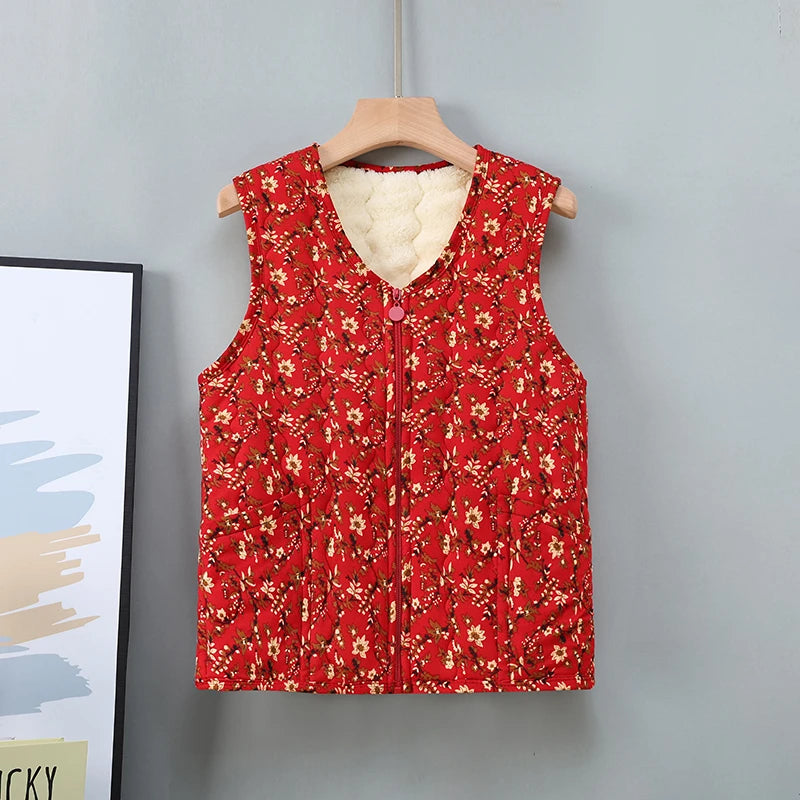 Plus Size Katoenen Mouwloos Vest met Bloemenpatroon voor Dames – Comfortabele Casual Outfit voor Herfst en Winter 7