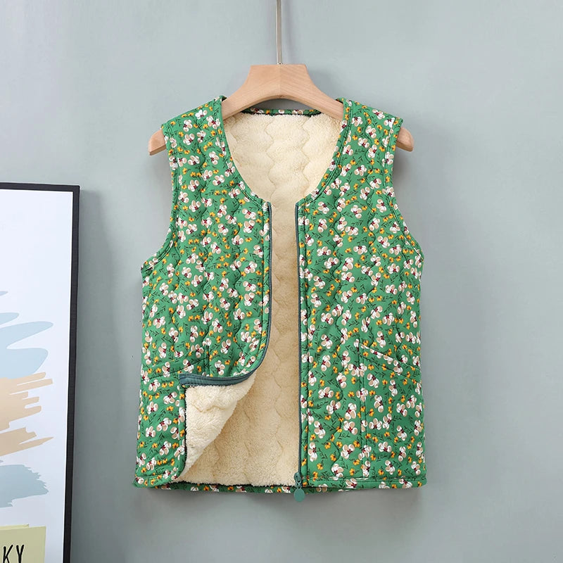 Plus Size Katoenen Mouwloos Vest met Bloemenpatroon voor Dames – Comfortabele Casual Outfit voor Herfst en Winter 8