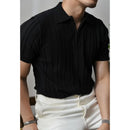Slim Fit Poloshirt Heren met Rits - Casual Korte Mouwen in Ademend Materiaal - Zomerstijl-4