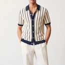 Gestreept Poloshirt Heren met Hollow Out Design - Casual Katoenen Polo Shirt voor Vrijetijd en Sociale Gelegenheden-2