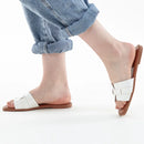 Dames Sandalen Met Vierkante Teen en Platte Zool – Lederen Casual Zomerschoenen, Breed Fit Comfort-4