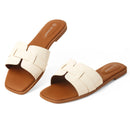 Variant image for Dames Sandalen Met Vierkante Teen en Platte Zool – Lederen Casual Zomerschoenen, Breed Fit Comfort-1