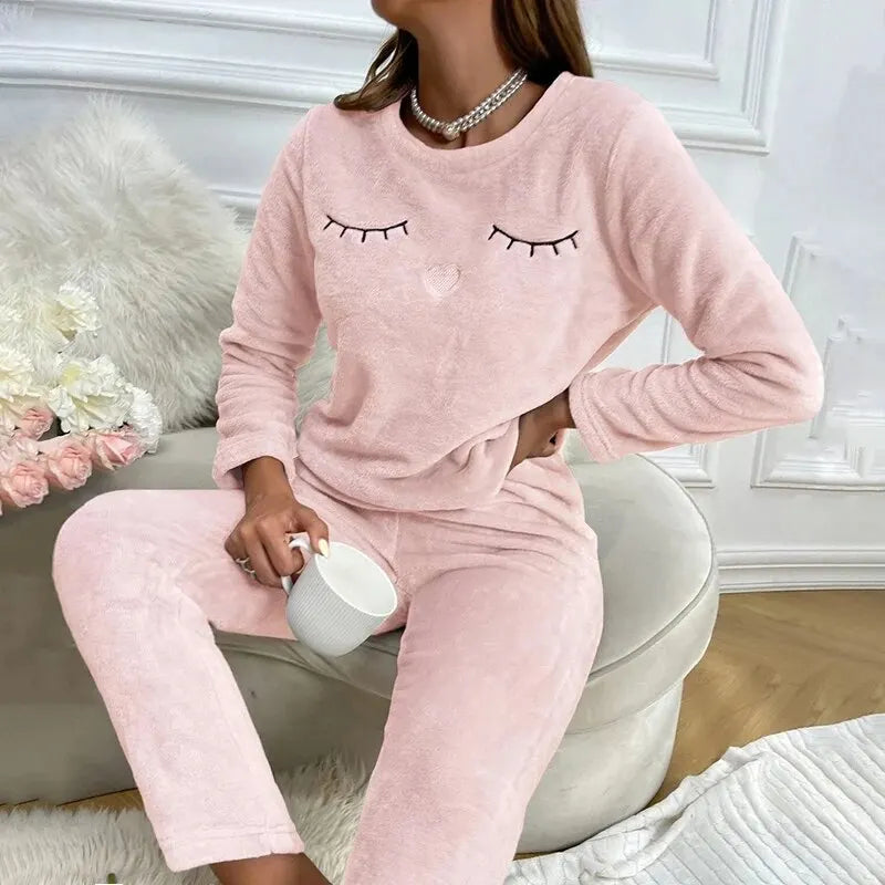 Dames Dikgevoerde Warme Pyjama Set