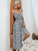 Elegante Maxi Jurk Dames met V-Hals en Off-Shoulder in Luipaardprint – Lange Zomerjurk voor Feestjes en Casual Uitjes-4