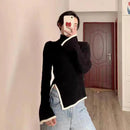 Asymmetrische Turtlenecktrui met gespleten zoom