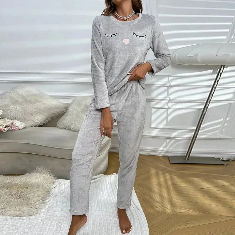 Dames Dikgevoerde Warme Pyjama Set