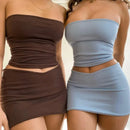 Tweedelige Set Dames - Tube Top + Minirok Zomer 2025