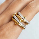 Tweekleurige Koperen Sieradenring met Vier Ringen – Hypoallergeen en Trendy voor Vrouwen 0