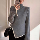 Asymmetrische Turtlenecktrui met gespleten zoom