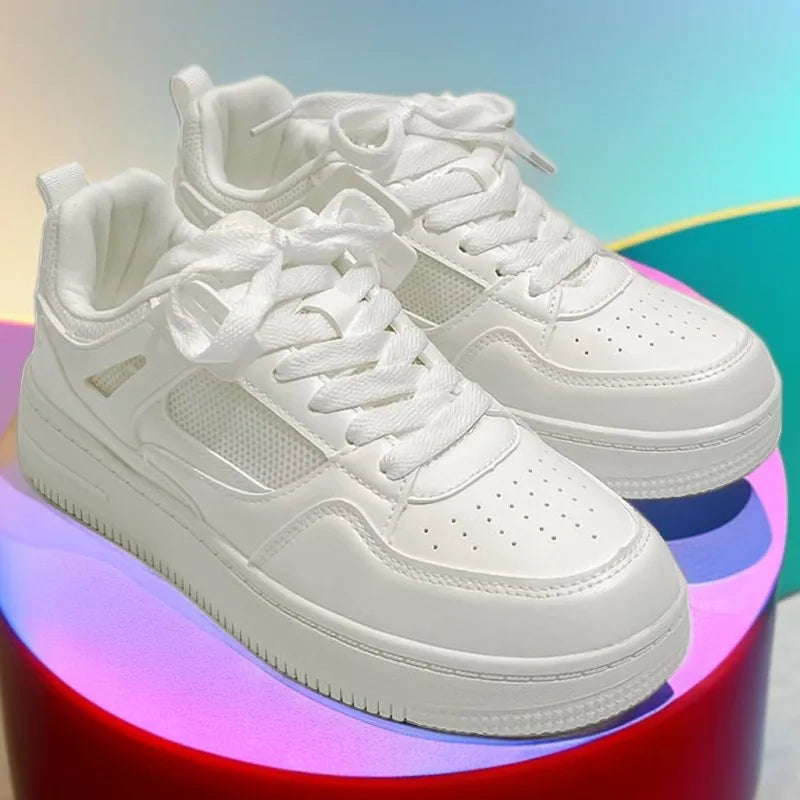 Dames Stijlvolle Witte Plateau Sneakers